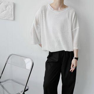 Short Sleeve Eyelet Oversized T-shirt