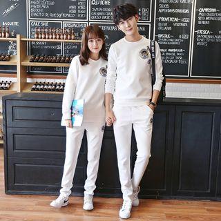 Couple Matching Set: Bird Embroidered Pullover + Drawstring Pants