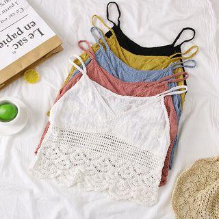Sleeveless Eyelet-lace Crop Top