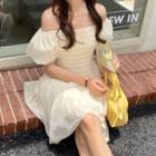 Off-shoulder Asymmetrical Smock Dress