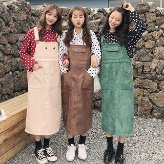 Set: Polka Dot Blouse + Corduroy Jumper Dress