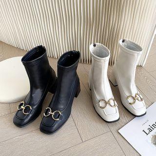 Horsebit Chunk-heel Short Boots