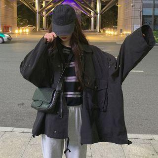 Striped Long-sleeve T-shirt / Drawstring Zip Jacket