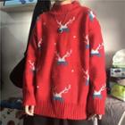 Christmas Themed Mock-neck Sweater