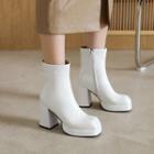 Square-toe Platform Chunky Heel Short Boots
