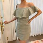 Off-shoulder Flap Linen Mini Dress