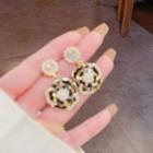 Rhinestone Floral Drop Earring E5084 - 1 Pair - Gold & Black & White - One Size