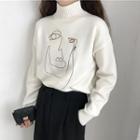 Mock-neck Long-sleeve Loose-fit Sweater