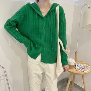 Hooded Single-breasted Cardigan