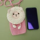 Sheep Crochet Knit Crossbody Bag White Sheep - Pink - One Size