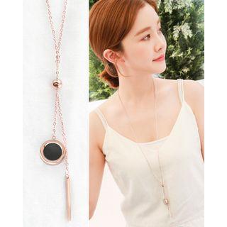 Disc & Bar Pendant Long Y-necklace