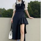 Asymmetrical Slit Midi Overall Dress