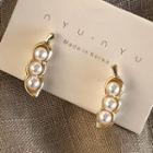 Faux Pearl Bean Earring 1 Pair - Gold - One Size