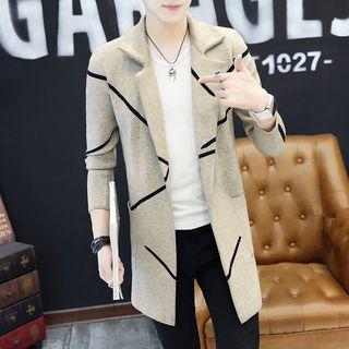 Contrast-trim Open-front Trench Coat