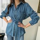 Flap-pocket Denim Shirt & Sash Blue - One Size