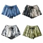 Elastic Waist Drawstring Tie Dye Hot Pants
