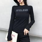 Long-sleeve Lettering Top / Long-sleeve Lettering Cropped Top