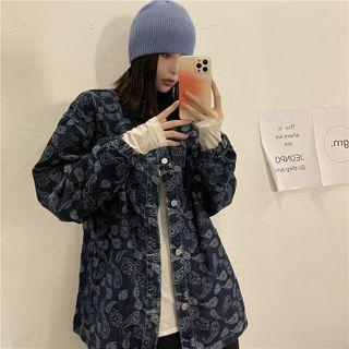 Paisley Print Button-up Denim Jacket