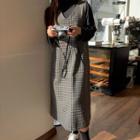 Plus Size Checked Long Overall Dress