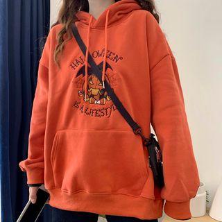 Pumpkin Embroidered Hoodie