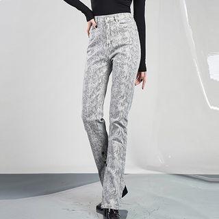 High Waist Printed Bootcut Pants