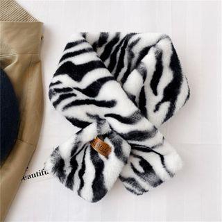 Zebra Print Faux Fur Scarf