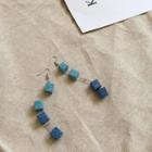 Stone Cube Dangle Earring Light Blue & Dark Blue - One Size