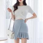 Set: Short Sleeve Crop T-shirt + Mini Skirt