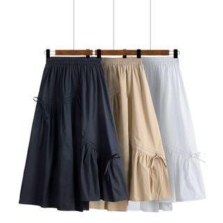 Drawstring Irregular Midi A-line Skirt