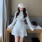 Long-sleeve Cutout Dress With Belt