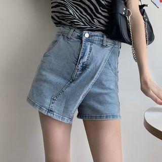 Asymmetric High-waist Denim Skort
