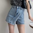 Asymmetric High-waist Denim Skort