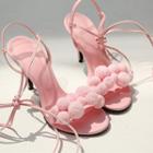 Pompom Strappy Stiletto-heel Sandals
