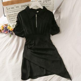 Half-zip Asymmetric Mini Polo Dress