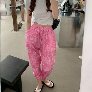 Plain Short-sleeve T-shirt / Patterned Sweatpants