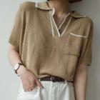 Pocketed Short-sleeve Knit Top