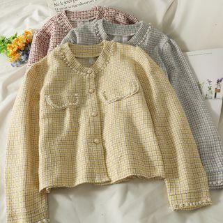 Pearl-trim Cropped Tweed Jacket