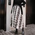 Snake-skin Printed Pleated Skirt As Shown In Figure - One Size