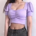 Short Sleeve Sweetheart Neckline Crop Top