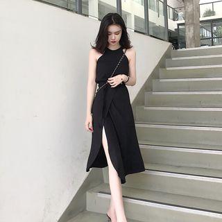Set: Halter Top + A-line Skirt With Sash