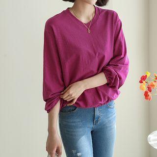 V-neck Banded-hem Boxy T-shirt