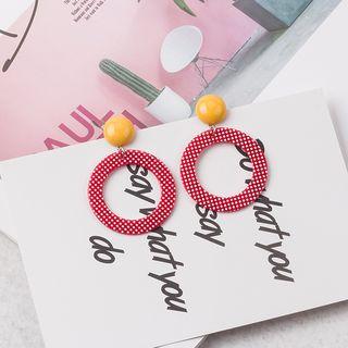Dotted Hoop Dangle Earring 1 Pair - Red - One Size