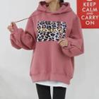 Leopard-panel Lettered Hoodie