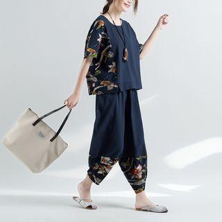 Floral Patterned Loose Fit Pants