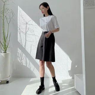 Zip-fly A-line Bermuda Shorts