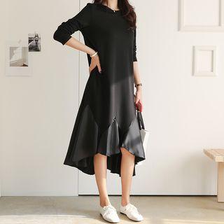 Ruffle-hem Midi Dress Black - One Size