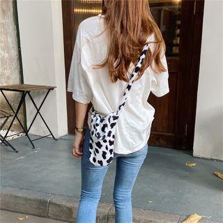 Milk Cow Print Fleece Crossbody Bag