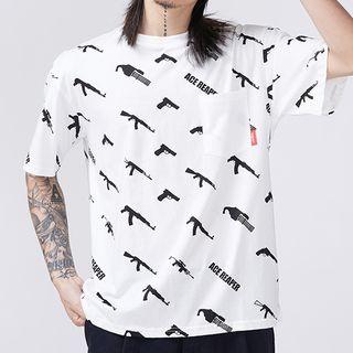 Short-sleeve Pistol Print T-shirt