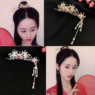 Crane Tiara / Fringed Hair Stick / Set