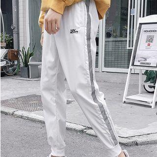 Letter Embroidered Stripe-side Sweatpants